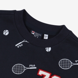 Fila Tennis Print One-on-one - Poikien T Paita - Laivastonsininen | FI-41967